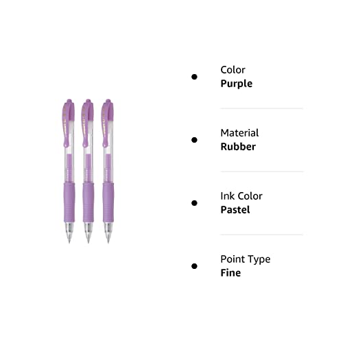 Pilot G2 Retractable Pastel Gel Ink Rollerball Pens, Fine Point 0.7mm, Purple, 3 Count