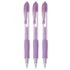 pilot g2 retractable pastel gel ink rollerball pens, fine point 0.7mm, purple, 3 count