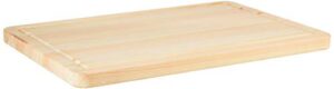 shun cutlery large hinoki cutting board with juice groove, 20" x 14" large wood cutting board, medium-soft wood preserves knife edges, authentic, japanese kitchen cutting board