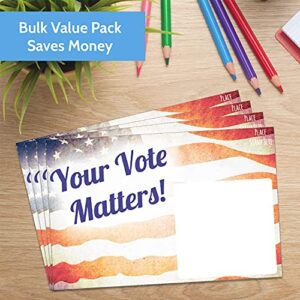 T MARIE 100 Bulk Get Out the Vote Postcards 4x6” - Patriotic Red, White and Blue American Flag Vintage Theme With Blank Back for Message to Voters - Encourage Voting In Your State