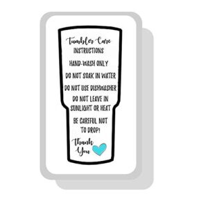 Teal Heart Handmade Tumbler Care Instruction and Cleaning Card Printed | 50 Pack | Bulk Tumbler Cards in Box For Vinyl, Glitter, Decals, Crafters, Epoxy, Resin