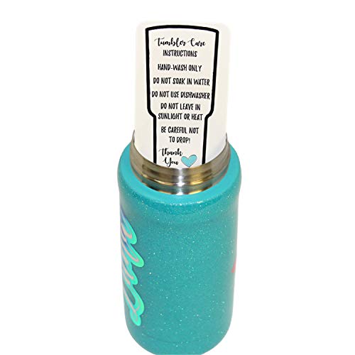 Teal Heart Handmade Tumbler Care Instruction and Cleaning Card Printed | 50 Pack | Bulk Tumbler Cards in Box For Vinyl, Glitter, Decals, Crafters, Epoxy, Resin