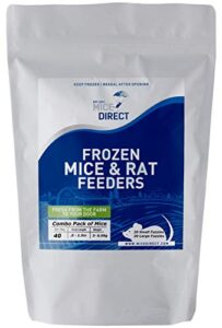 micedirect frozen mice combo pack of 40 small fuzzie & fuzzie feeder mice – 20 small fuzzies & 20 fuzzies - food for corn snakes, ball pythons, & pet reptiles - snake feed supplies