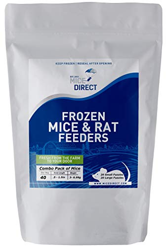 MiceDirect Frozen Mice Combo Pack of 40 Small Fuzzie & Fuzzie Feeder Mice – 20 Small Fuzzies & 20 Fuzzies - Food for Corn Snakes, Ball Pythons, & Pet Reptiles - Snake Feed Supplies