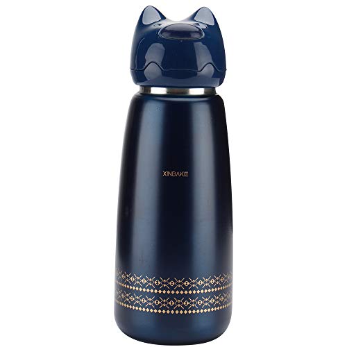 DIFFLIFE Cute Water Bottle For School, Vacuum Insulated Stainless Steel Thermos Mug，2019 New Cute Animals Insulation Bottle（Blue） (YUNDA)