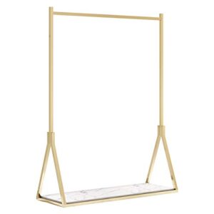 Iron Simple Clothing Tidy Rail,Display Shelf Clothes Rail,Women's Clothing Store The Mall, Wear-Resistant/Golden / 100×160×40cm