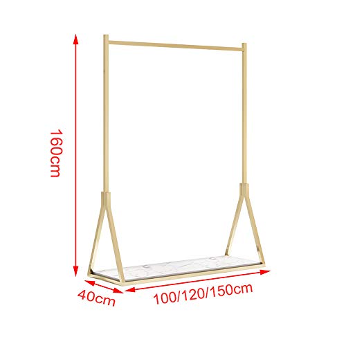 Iron Simple Clothing Tidy Rail,Display Shelf Clothes Rail,Women's Clothing Store The Mall, Wear-Resistant/Golden / 100×160×40cm