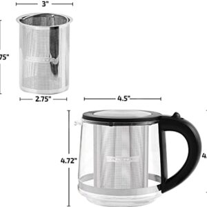 Ovente 27 Ounce Reusable Loose Leaf Tea Infuser Well Matched with Glass Tea Kettle KG612S, Portable Tea Maker with Cool Touch Handle & Easy to Flip Lid, Easy Clean Teapot with Free Scoop, Black FGK27B