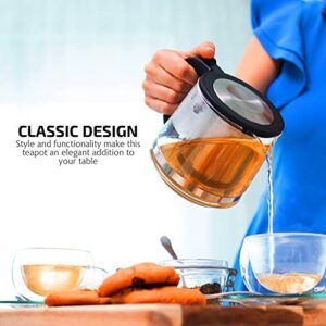 Ovente 27 Ounce Reusable Loose Leaf Tea Infuser Well Matched with Glass Tea Kettle KG612S, Portable Tea Maker with Cool Touch Handle & Easy to Flip Lid, Easy Clean Teapot with Free Scoop, Black FGK27B