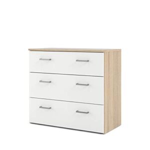 tvilum space 3 drawer chest, oak structure, white