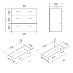 Tvilum Space 3 Drawer Chest, Oak Structure, White