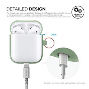 elago Silicone Case with Keychain Compatible with Apple AirPods Case 1 & 2, Front LED Visible, Supports Wireless Charging, Protective Silicone [Pastel Green]