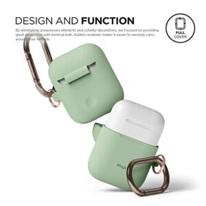 elago Silicone Case with Keychain Compatible with Apple AirPods Case 1 & 2, Front LED Visible, Supports Wireless Charging, Protective Silicone [Pastel Green]