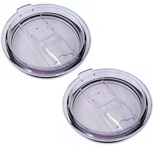 2 replacement lids for 20oz stainless steel tumbler travel cup - fits of 3.2 inch yeti rambler rtic and others- sliding(transparent)