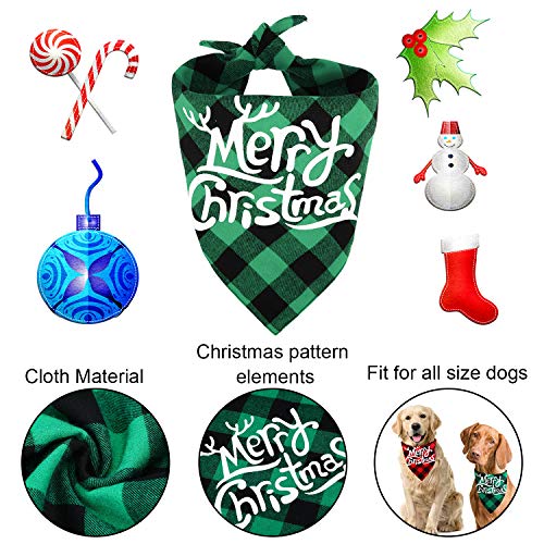 4 Pieces Christmas Dog Bandanas Christmas Buffalo Plaid Pet Scarf Xmas Dog Triangle Bibs Decoration Adjustable Washable Bandanas Kerchief Party Supplies for Dogs Cats