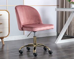 chairus tufted task chair, reception chair with height adjustment (armless design for small homes and offices), rose pink