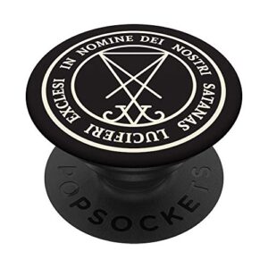 black base white sigil of lucifer satanic symbol popsockets popgrip: swappable grip for phones & tablets