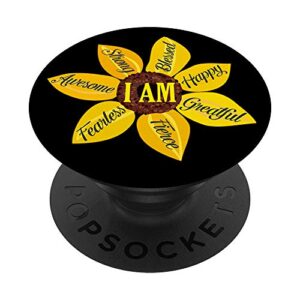 inspirational quote apparel inspirational gifts sunflower popsockets popgrip: swappable grip for phones & tablets