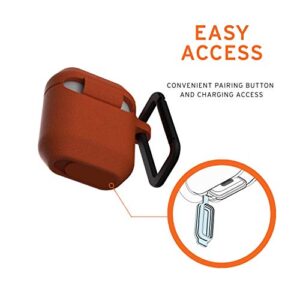 URBAN ARMOR GEAR UAG Compatible with AirPods (1st Gen & 2nd Gen), Full-Body Protective Rugged Water Resistant Soft-Touch Silicone Case with Detachable Carabiner, Orange/Dark Grey