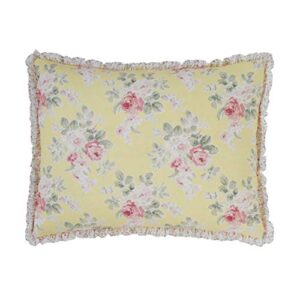 laura ashley home | melany collection | premium quality pillow sham, decorative pillow case for bedroom living room and home décor, standard, yellow