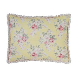 Laura Ashley Home | Melany Collection | Premium Quality Pillow Sham, Decorative Pillow Case for Bedroom Living Room and Home Décor, Standard, Yellow