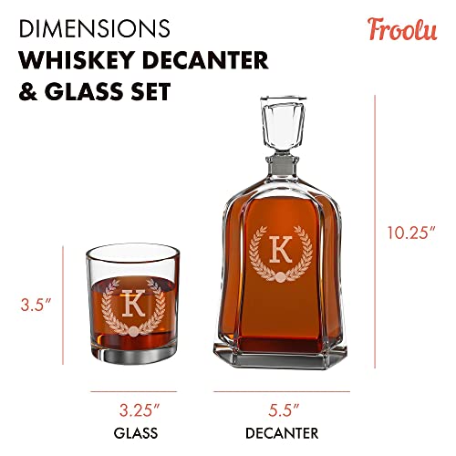 Personalized Whiskey Decanter Set for Men - 9 Design Options - Engraved Liquor Decanter Sets with Scotch Glasses - Gift Set for Him, Dad - Premium Set Includes Whiskey Stones - by Froolu