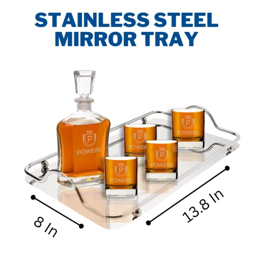 Personalized Whiskey Decanter Set for Men - 9 Design Options - Engraved Liquor Decanter Sets with Scotch Glasses - Gift Set for Him, Dad - Premium Set Includes Whiskey Stones - by Froolu