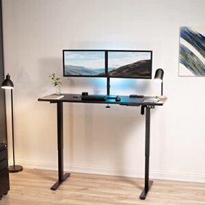 VIVO 60-inch Electric Height Adjustable 60 x 24 inch Stand Up Desk, White Solid One-Piece Table Top, Black Frame, Home & Office Furniture Sets, B0 Series, DESK-KIT-B06W