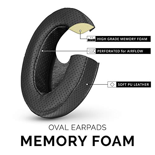 BRAINWAVZ Replacement Memory Foam Earpads - Suitable for Many Other Large Over The Ear Headphones - AKG, HifiMan, ATH, Philips, Fostex (Perforated Black)