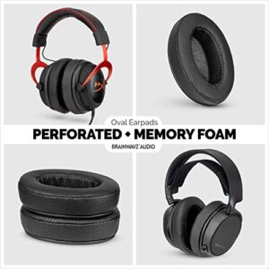 BRAINWAVZ Replacement Memory Foam Earpads - Suitable for Many Other Large Over The Ear Headphones - AKG, HifiMan, ATH, Philips, Fostex (Perforated Black)