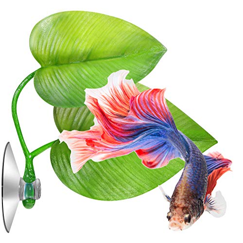 4 Pieces Betta Bed Leaf Hammock for Betta Fish, Lightweight and Realistic Resting Spot, No BPA, Practical, Comfortable and Safe (Double Leaf)