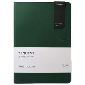 zequenz classic 360 the color series, size: large, color: emerald, paper: dot, soft cover notebook, soft bound journal, 5.83"w x 8.19" h x .47", 100 sheets/200 pages, dot matrix pattern premium paper