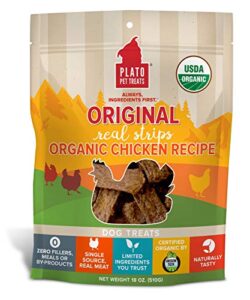 plato original real strips organic chicken 18oz, natural