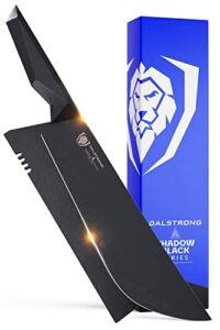 dalstrong bull-nose butcher knife - 10 inch - shadow black series - black titanium nitride coated - high carbon 7cr17mov-x vacuum treated steel - breaking kitchen knife - sheath - nsf certified