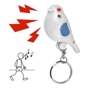 whistle key finder voice control bird shape keychain mini key anti-lost tracer finder with led light suitable for key wallet cellphone(white)