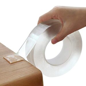 nano tape double sided sticky washable multipurpose adhesive tape traceless washable, heavey duty strong sticky mounting tape gel poster tape for paste items office & household (16.4ft x 1.18in)