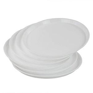 ponpong round plastic serving trays platters, white, 6 packs