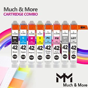 MM MUCH & MORE Compatible Ink Cartridge Replacement for Canon CLI-42 CLI42 CLI 42 for Pixma Pro-100S Pro-100 Printer (Black, Cyan, Magenta, Yellow, Photo Cyan, Photo Magenta, Gray, Light Gray, 8-Pack)
