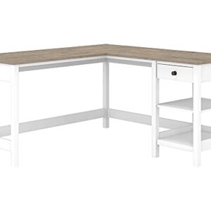 Bush Mayfield 60W L Shaped Computer Desk in Shiplap Gray/White - Engineered Wood