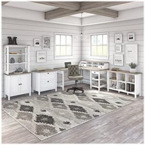 Bush Mayfield 60W L Shaped Computer Desk in Shiplap Gray/White - Engineered Wood