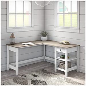 Bush Mayfield 60W L Shaped Computer Desk in Shiplap Gray/White - Engineered Wood