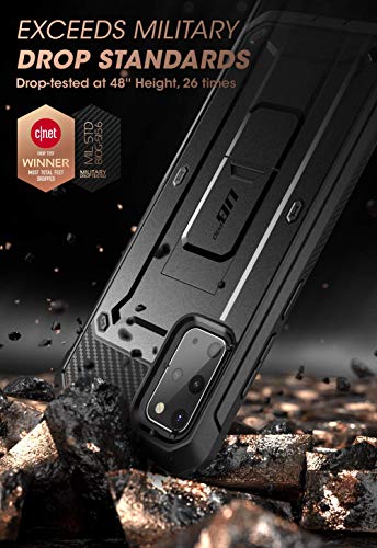 SUPCASE UB Pro Series Designed for Samsung Galaxy S20 Plus 5G Case, Built-in Screen Protector with Full-Body Rugged Holster & Kickstand for Galaxy S20 Plus (2020 Release) (Black)