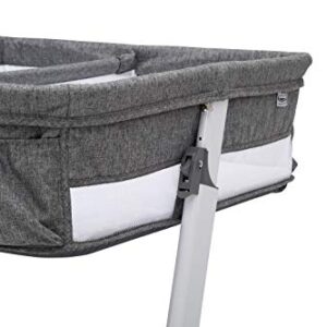 Simmons Kids By The Bed City Sleeper Bassinet for Twins - Adjustable Height Portable Crib with Wheels & Airflow Mesh, Grey Tweed