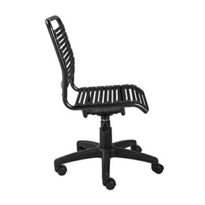 HomeRoots Metal Black Flat Bungie Cord Low Back Rolling Office Chair