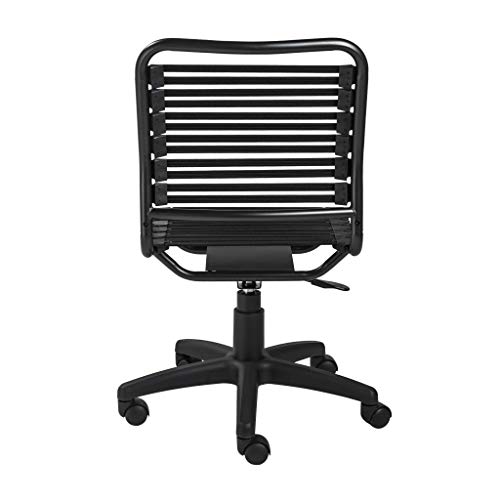 HomeRoots Metal Black Flat Bungie Cord Low Back Rolling Office Chair