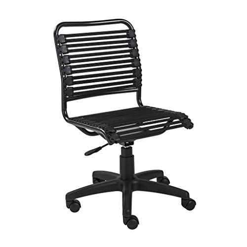 HomeRoots Metal Black Flat Bungie Cord Low Back Rolling Office Chair