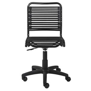 HomeRoots Metal Black Flat Bungie Cord Low Back Rolling Office Chair