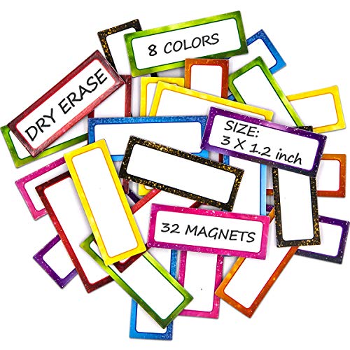 Magnetic Dry Erase Labels Galaxy Name Plates 3 x 1.2 Inches 32 Labels for Whiteboard School Office Supplies