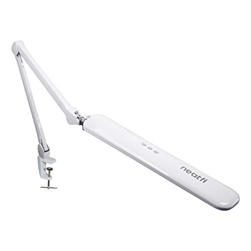 Neatfi Elite HD XL Task Lamp with Clamp, 90PCS SMD LED, 6000–7000K, Super Bright Desk Lamp, Eye-Caring, Non-Polar Dimming (17 Inches, White)