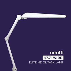 Neatfi Elite HD XL Task Lamp with Clamp, 90PCS SMD LED, 6000–7000K, Super Bright Desk Lamp, Eye-Caring, Non-Polar Dimming (17 Inches, White)